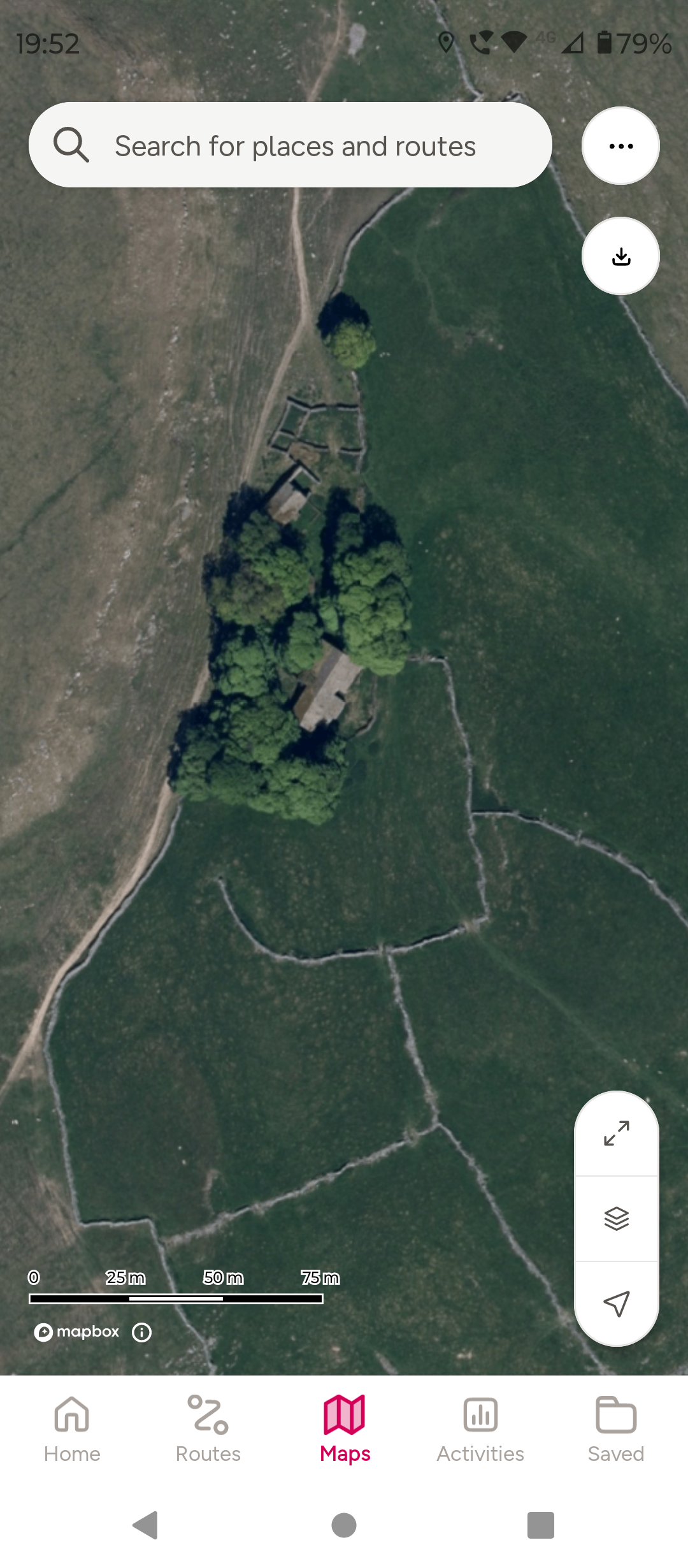 Old Middle House Farm arial view OS Maps